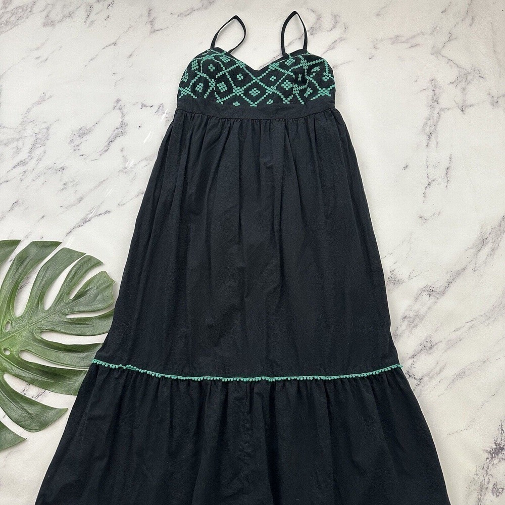 Ava & Viv Womens Maxi Dress Plus Size X Black Green Embroidered Ruffle Pockets